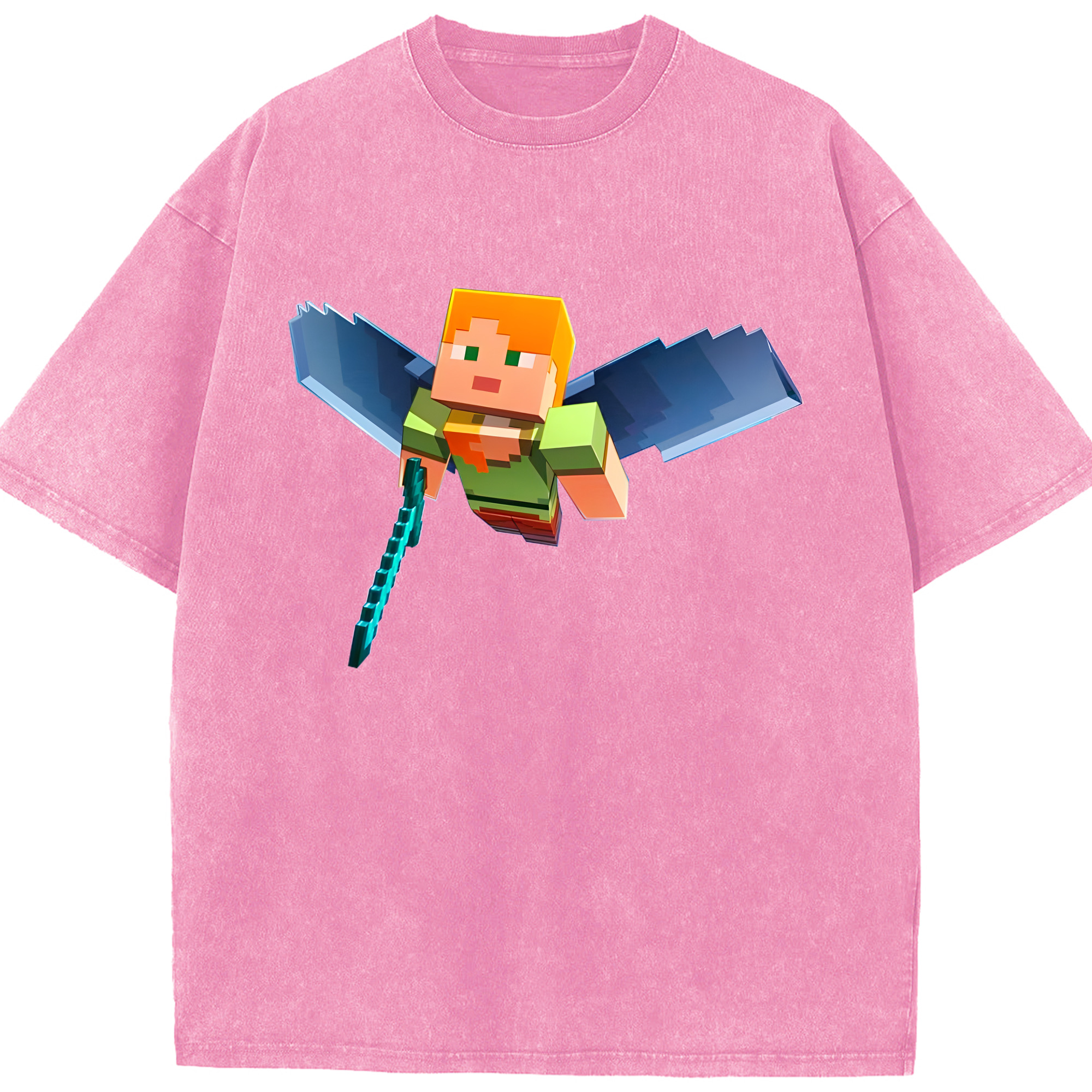 （画像用） マインクラフト ブロックの世界 Minecraft MC Block world 綿100% ヴィンテージ風 半袖Tシャツ（フロントプリント）